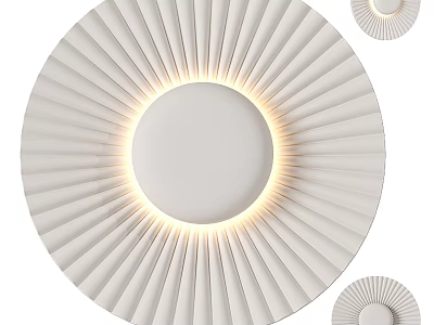 Modern White Wall Sconce With Radial Pattern And Warm LED Light Design 3d model