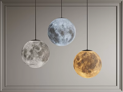 Moon Shaped Pendant Lights In Gray Blue And Gold For Interior Decor 3d model