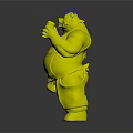 Cartoon Bear Character Wearing Blue Tank Top Holding Yellow Bottle With Green Floral Pants