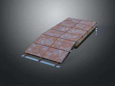 Floating Platform Water Transport Vehicle With Rustic Metal Square Panel Surface Design 3d model