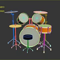 Complete Orange Drum Set With Multiple Drums Cymbals Sturdy Metal Stands And Black Stool