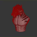 Game Movie Character White Body Black Stripes Horned Spiked Hair Blue Eyes Bust Sculpture