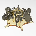 Industrial Equipment With Complex Gear Mechanism And Metal Components On Golden Base