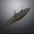 Vintage Battleship 3D Model Design With Detailed Structure And Deck Features