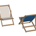 Foldable Wooden Frame Outdoor Chair With Blue Canvas Cushion For Garden Patio Use