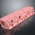 Car Engine Cylinder Head Pink Metal Structure for Automotive Mechanical Components Design 3d model