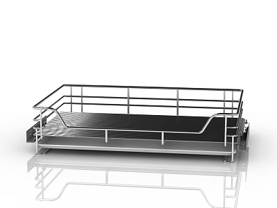 Sturdy Metal Kitchenware With Black Top Surface And Rectangular Rail Design Structure 3d model