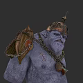 Gray Skinned Ogre Creature With Spiked Metal Helmet Carapace Shoulder And Chain Armor