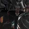 Glass Drinkware And Transparent Container With Silk Curtain Apples Dried Flowers
