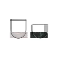 Modern Coffee Table with Silver Metal Frame Green Pink Marble Base and Geometric Arc Design