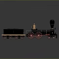 Vintage Steam Train Model With Black Body Red Wheels Smokestack And Tender Car