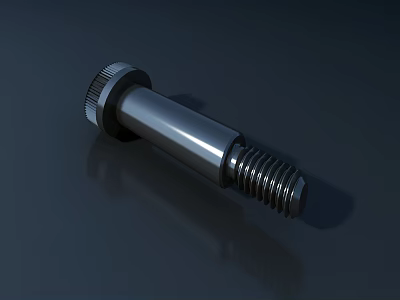 Metal Threaded Bolt For Weapon With Silver Finish And Reflective Surface 3d model