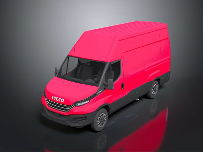 Red IVECO Commercial Cargo Van With Modern Exterior And Brand Design Features 3d model