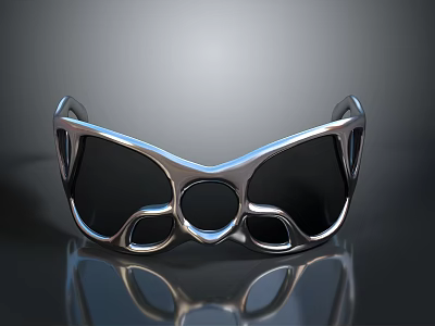 Stylish Modern Design Sunglasses With Shiny Metal Frame And Black Tinted Lenses 3d model