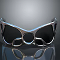 Stylish Modern Design Sunglasses With Shiny Metal Frame And Black Tinted Lenses
