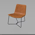 Modern Brown Leather Chair with Black Metal Frame and Minimalist Design