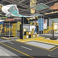 Restaurant Entrance at Xinyue Square with Colorful Ceiling and Modern Interior Design