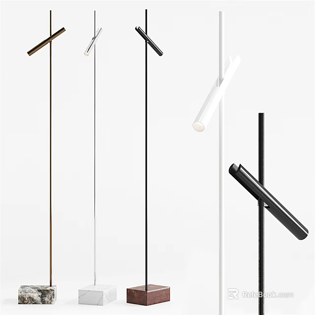 Modern Minimalist Floor Lamp Designs Featuring Black White Brown Metal Stands For Home Decor 3d model 