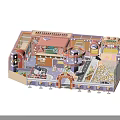 Colorful Amusement Park Playground With Roundabout Paths Buildings Seats And Ball Pit