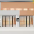 Beauty Hair Salon Modern Storefront Design With Glass Windows And Orange Awning