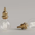 Vintage Light Bulbs With Brass Base Clear Glass And Coiled Filament