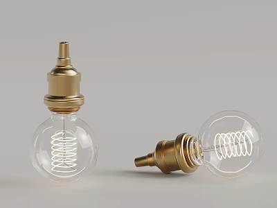 Vintage Light Bulbs With Brass Base Clear Glass And Coiled Filament 3d model