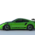 Green Sports Car With Black Roof Rear Spoiler And Sporty Design