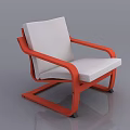 Modern Leisure Accent Chair With Orange Frame White Cushioned Seat Backrest And Armrest