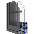 Casement Window Structural Section View With Aluminum Frame Glass And Screen
