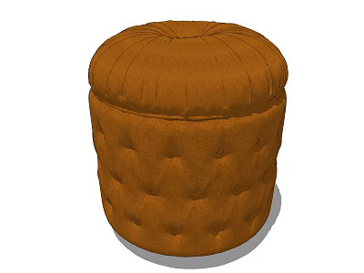 Modern Round Orange Button Tufted Ottoman With Upholstered Fabric Design 3d model