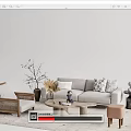 Modern Sofa And Coffee Table Set With Woven Accent Chair Decorative Pillows And Side Tables