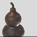 Decorative Gourd Shaped Wooden Furniture With Intricate Carved Patterns And Brown Finish