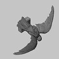 Flying Wooden Bird Sculpture With White Tail And Spread Wings On Gray Background