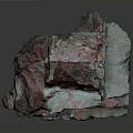 Rough Textured Stacked Brick Structure With Red And Blue Gray Surfaces