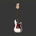 Red Gradient Electric Bass Guitar With Strings Neck And Body On Black Background