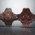 Two Ornamental Decorative Plates With Red And Metallic Intricate Geometric Patterns And Detailed Carvings