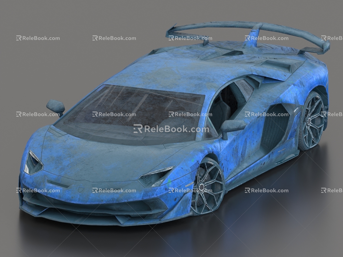 Abandoned car car wreck Lamborghini abandoned sports car 3d model