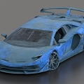 Abandoned car car wreck Lamborghini abandoned sports car 3d model