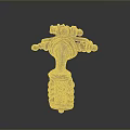 Artisan Crafted Metal Sculpture with Intricate Decorative Carvings and Ornate Details