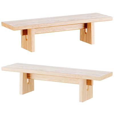 Wooden Public Bench With Simple Design For Outdoor Public Spaces 3d model