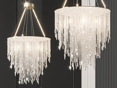Elegant Modern Crystal Chandelier With Hanging Pendants For Living Room Lighting 3d model