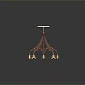Modern Copper Chandelier With White Shades And Reflective Base Design