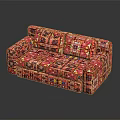 Pink Sectional Sofa With Vibrant Colorful Patterns And Bohemian Design Details