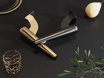 Modern Interior Column Design With Gold Black Accents Olive Branch And Glass Decor 3d model