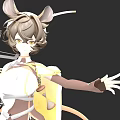 Anime Style Game Movie Character With Mouse Ears Mechanical Elements And Yellow Eyes
