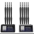 Modern Decorative Ornament Set With Black Antenna Like Structures And Base Labels