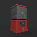 Classic Red Gumball Machine With Transparent Top And Colorful Gumballs