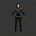 Game And Movie Female Character With Futuristic Black And Yellow Outfit And Sci Fi Design