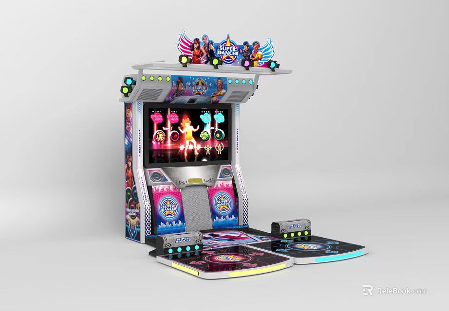 Dance Arcade Machine Entertainment Appliance with Vibrant Display Interactive Dance Pads and Colorful Character Graphics 3d model 