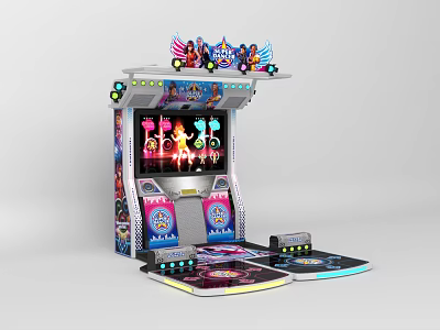 Dance Arcade Machine Entertainment Appliance with Vibrant Display Interactive Dance Pads and Colorful Character Graphics 3d model